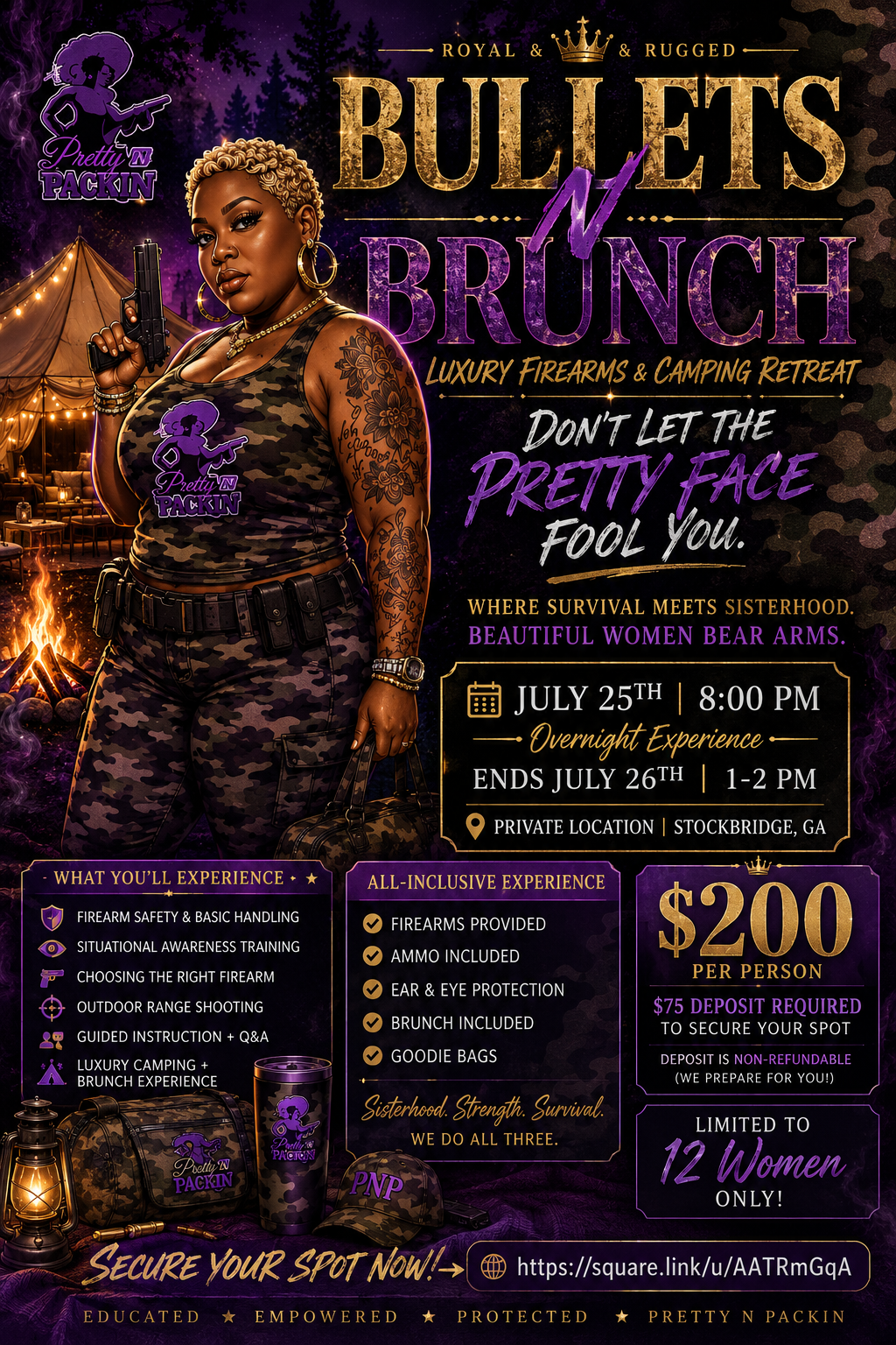 Bullets & Brunch: Royal & Rugged Glamping Experience
